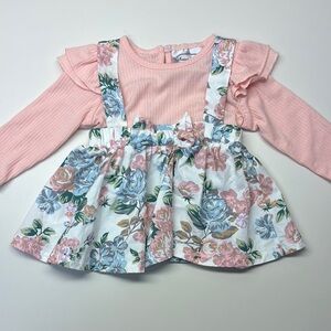 Floral Suspender Dress with Pink Top- 3-6 Month